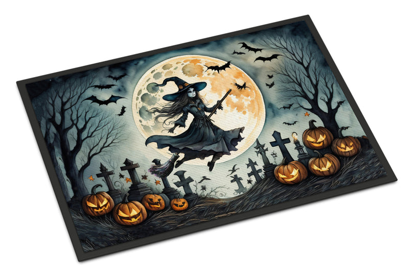 Flying Witch Spooky Halloween Indoor or Outdoor Mat 24x36