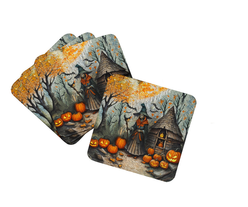 Slavic Witch Spooky Halloween Foam Coaster Set of 4