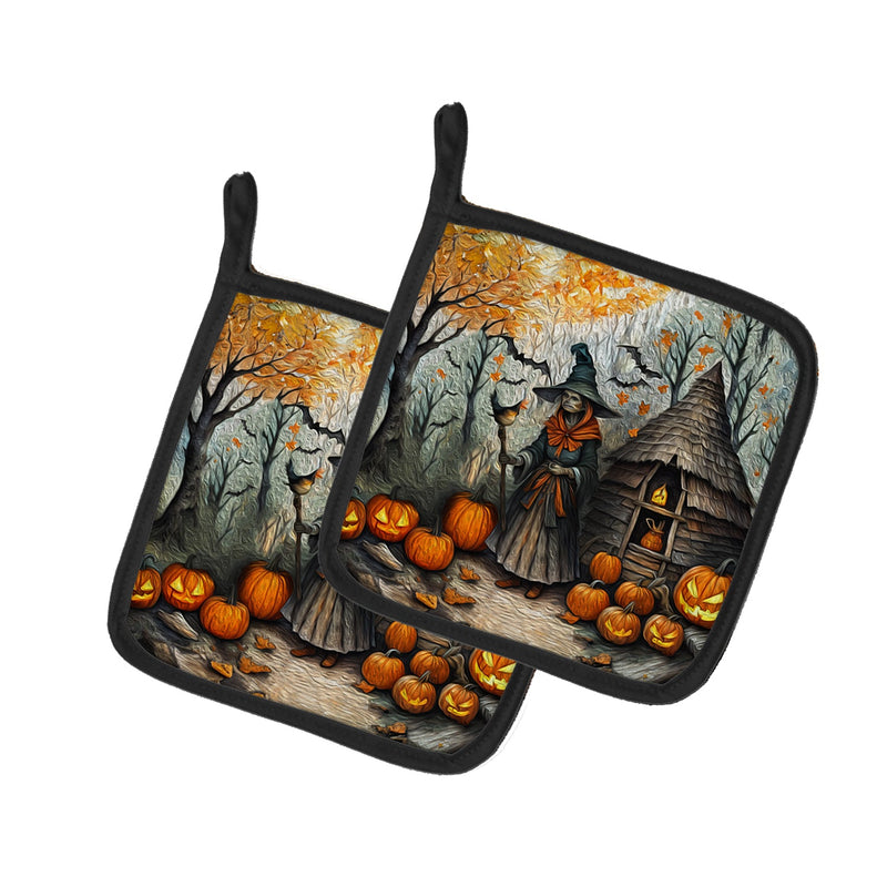 Slavic Witch Spooky Halloween Pair of Pot Holders