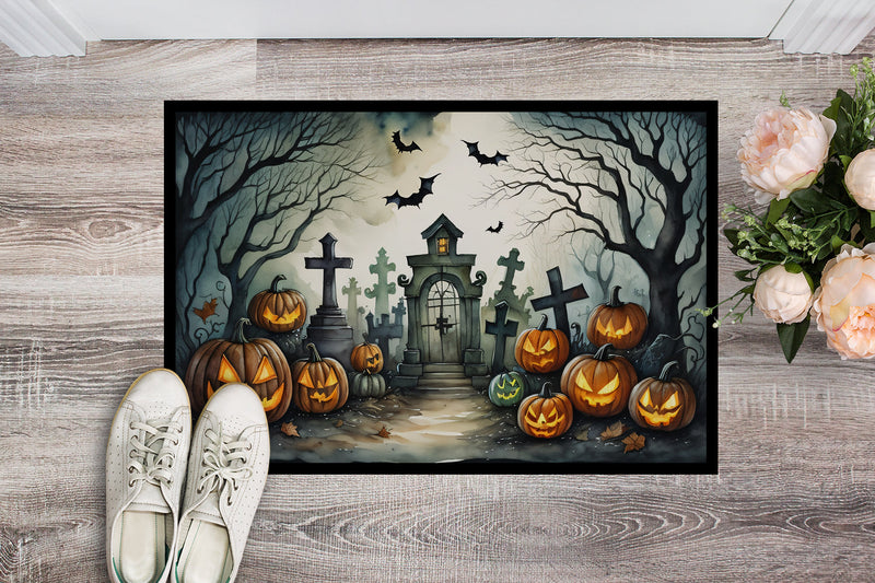 Graveyard Spooky Halloween Indoor or Outdoor Mat 24x36