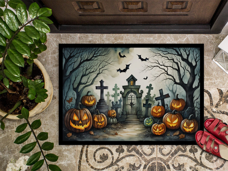 Graveyard Spooky Halloween Indoor or Outdoor Mat 24x36