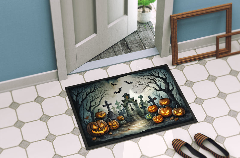 Graveyard Spooky Halloween Indoor or Outdoor Mat 24x36