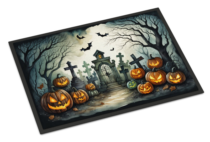 Graveyard Spooky Halloween Indoor or Outdoor Mat 24x36