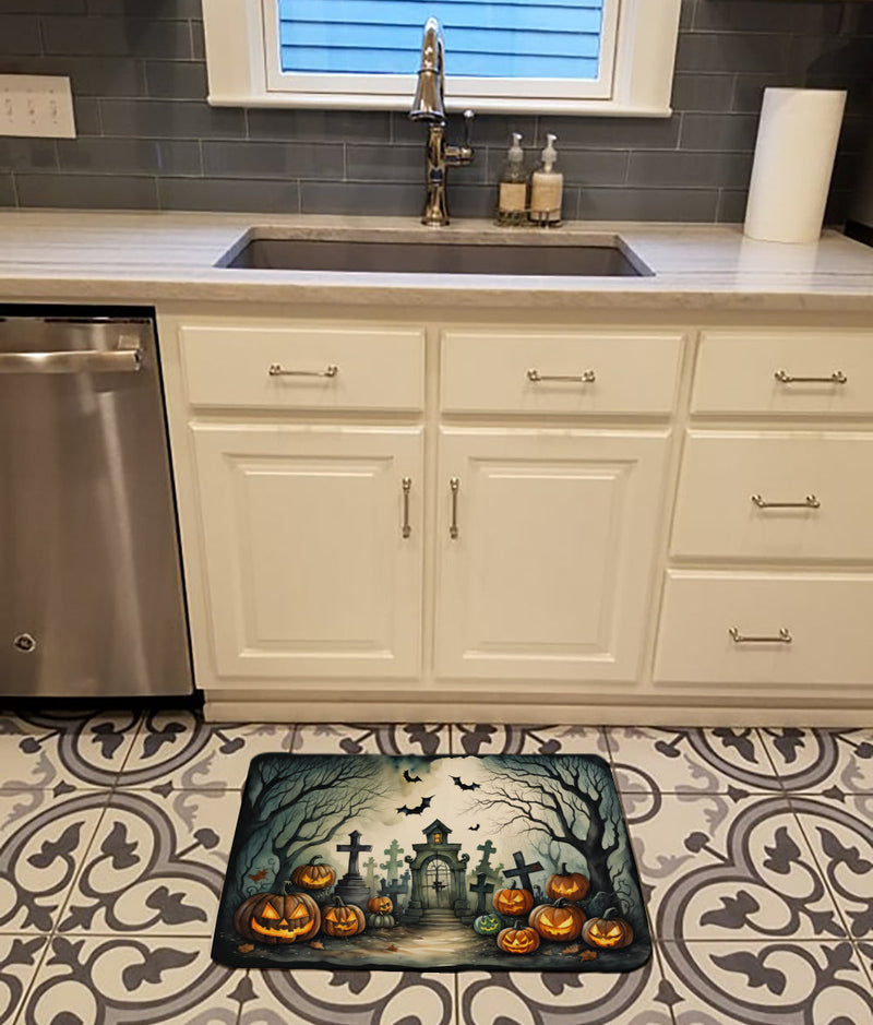 Graveyard Spooky Halloween Memory Foam Kitchen Mat