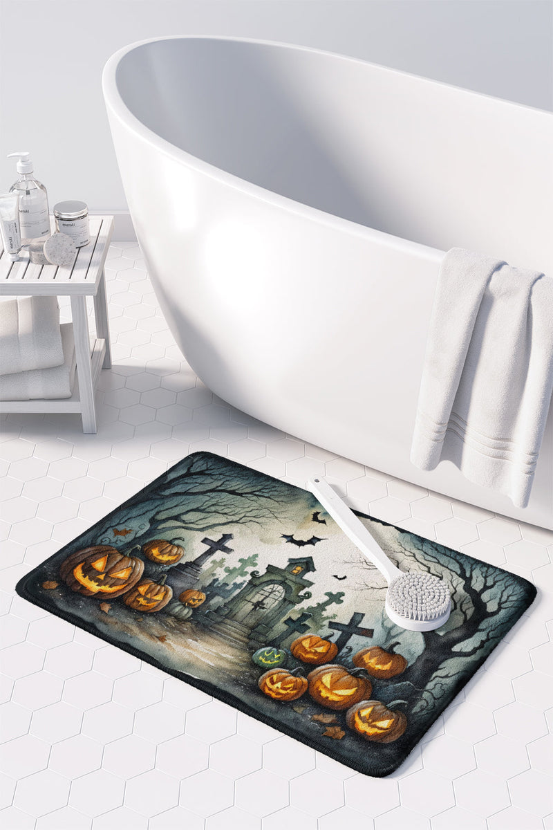 Graveyard Spooky Halloween Memory Foam Kitchen Mat