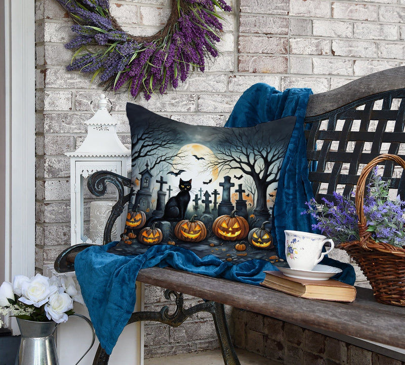 Black Cat Spooky Halloween Fabric Decorative Pillow