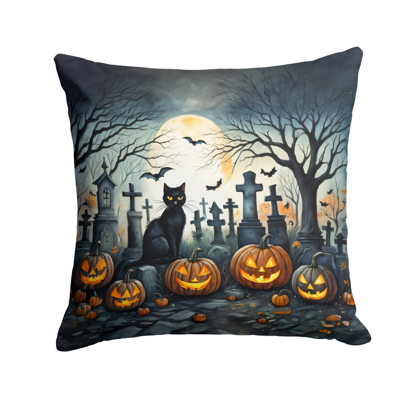 Black Cat Spooky Halloween Fabric Decorative Pillow