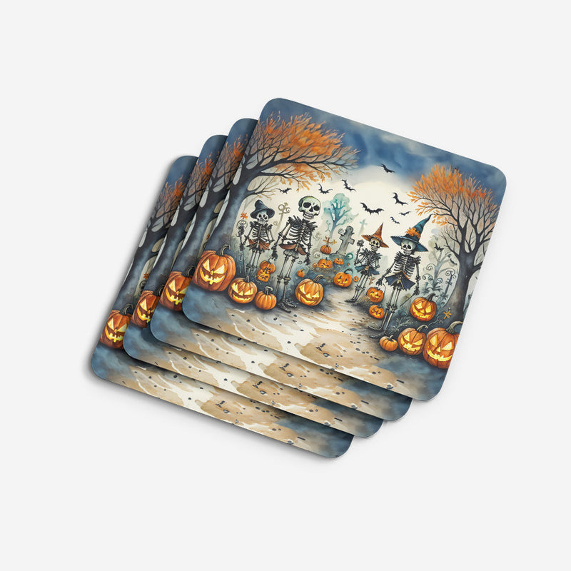 Calacas Skeletons Spooky Halloween Foam Coaster Set of 4