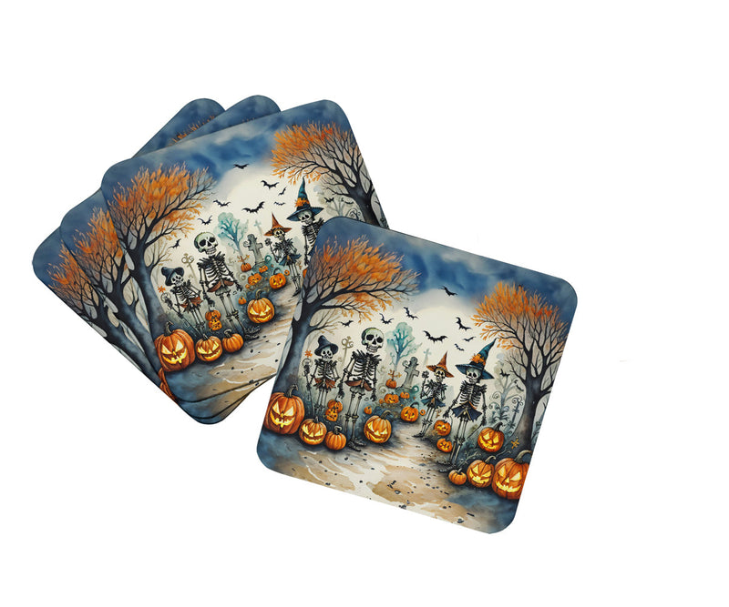 Calacas Skeletons Spooky Halloween Foam Coaster Set of 4