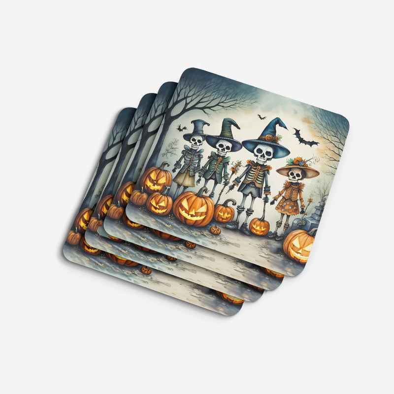 Calacas Skeletons Spooky Halloween Foam Coaster Set of 4