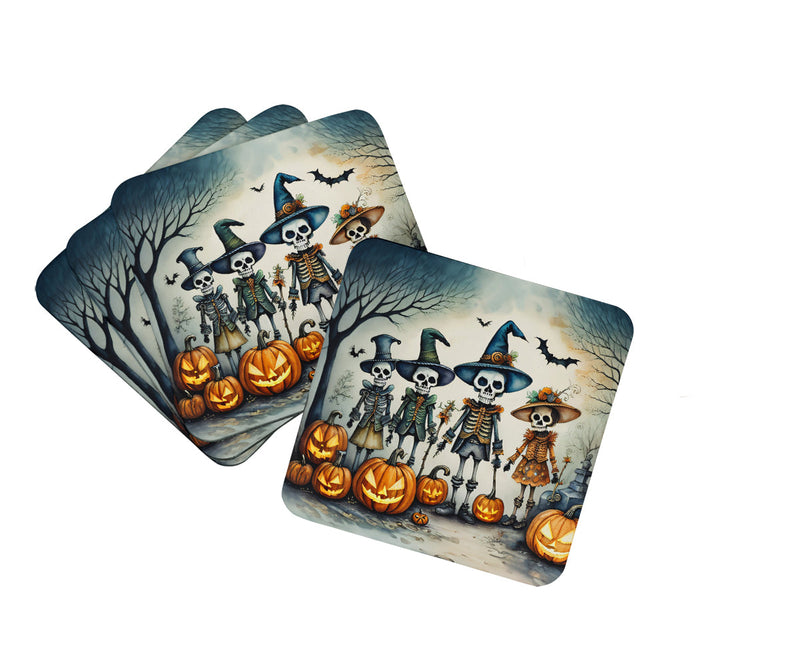 Calacas Skeletons Spooky Halloween Foam Coaster Set of 4