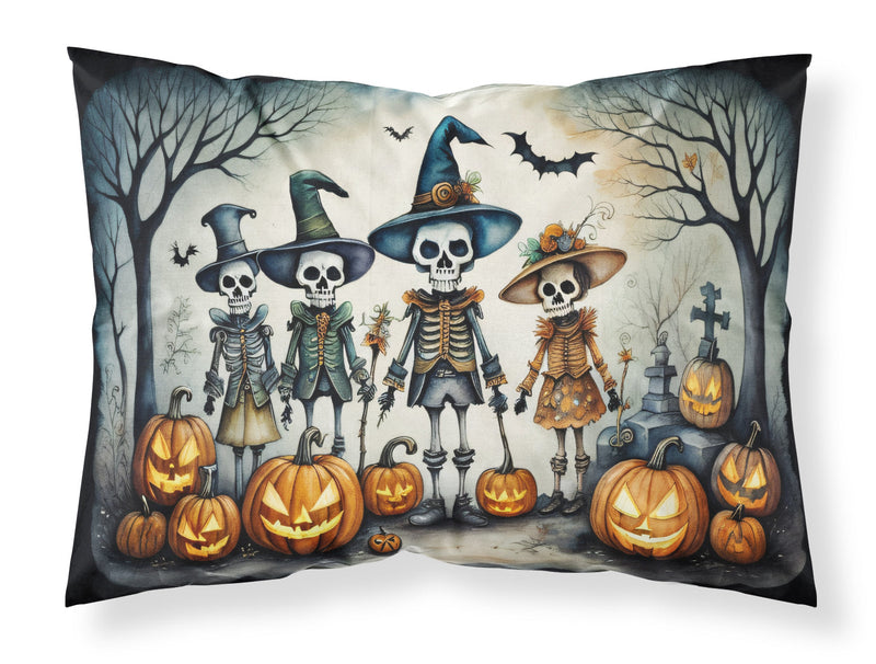 Calacas Skeletons Spooky Halloween Fabric Standard Pillowcase – Artistic Decorative Front, White Back