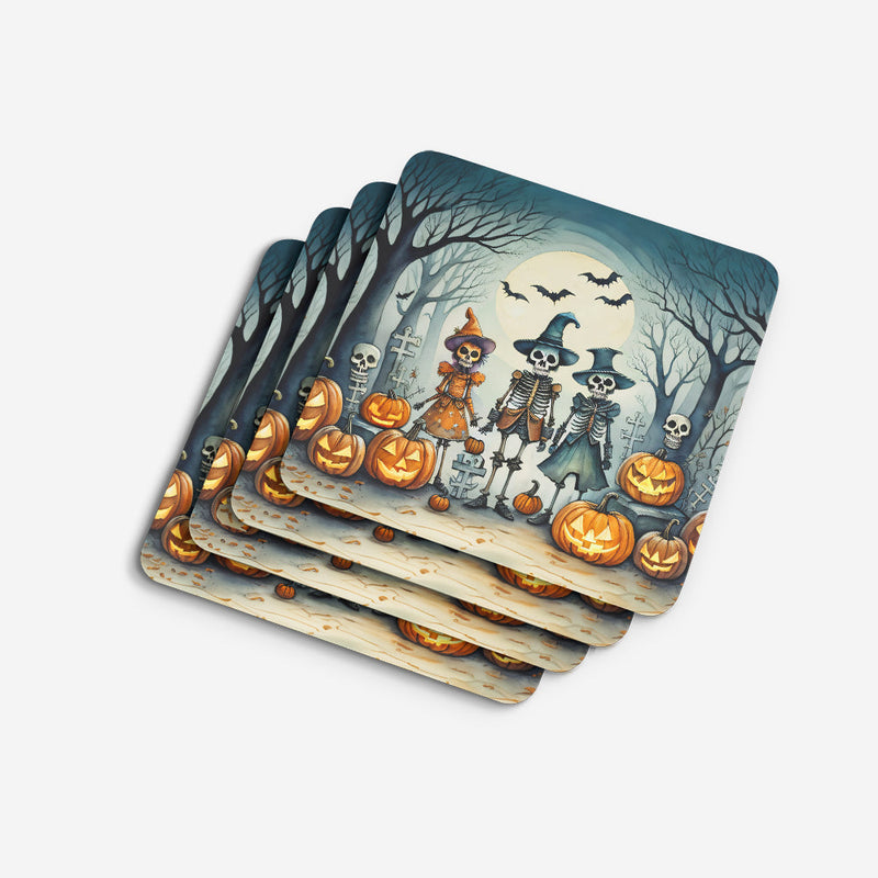 Calacas Skeletons Spooky Halloween Foam Coaster Set of 4