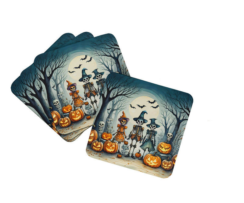 Calacas Skeletons Spooky Halloween Foam Coaster Set of 4