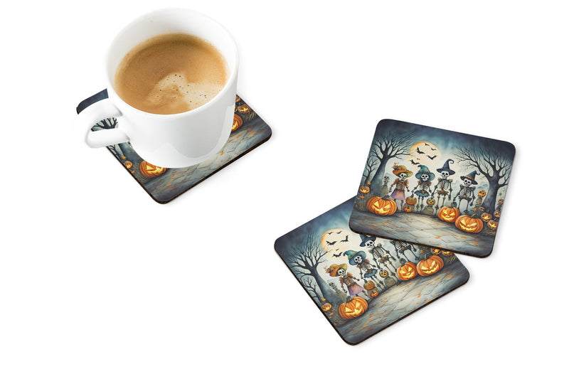 Calacas Skeletons Spooky Halloween Foam Coaster Set of 4