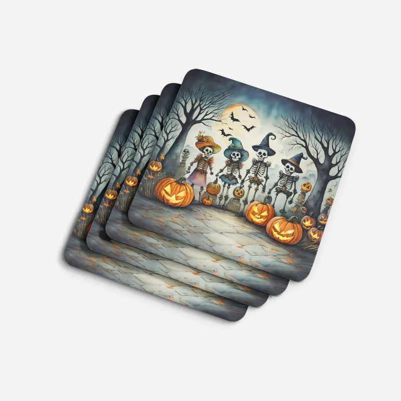 Calacas Skeletons Spooky Halloween Foam Coaster Set of 4