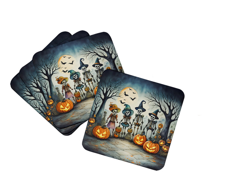 Calacas Skeletons Spooky Halloween Foam Coaster Set of 4