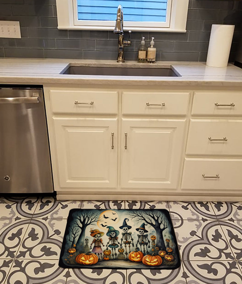Calacas Skeletons Spooky Halloween Memory Foam Kitchen Mat