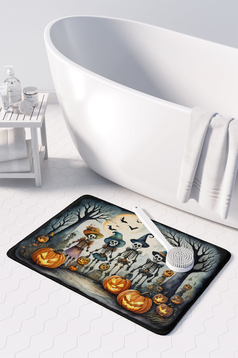 Calacas Skeletons Spooky Halloween Memory Foam Kitchen Mat