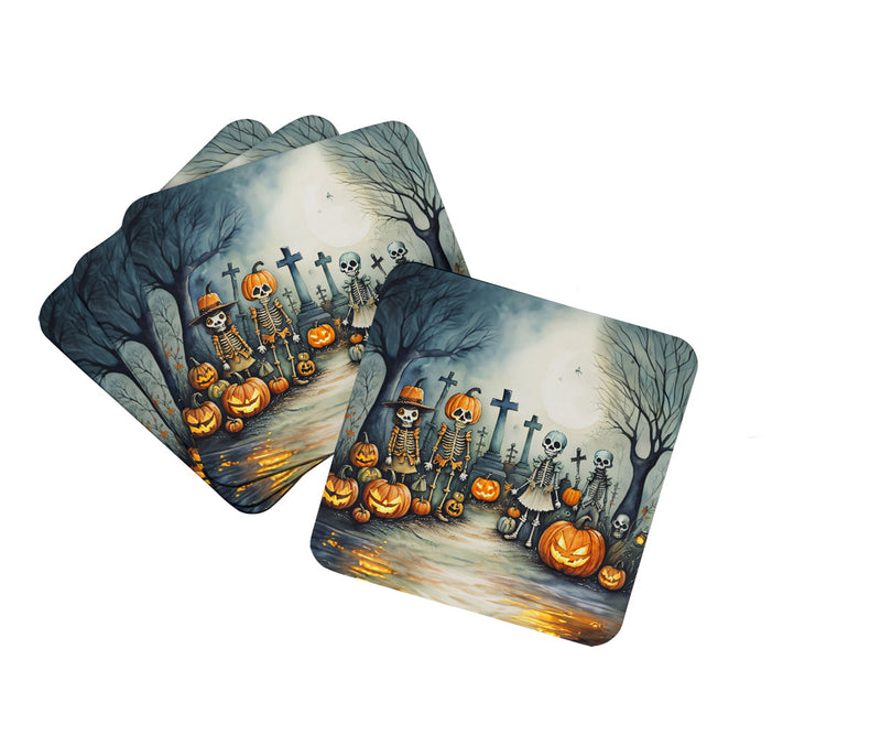 Calacas Skeletons Spooky Halloween Foam Coaster Set of 4