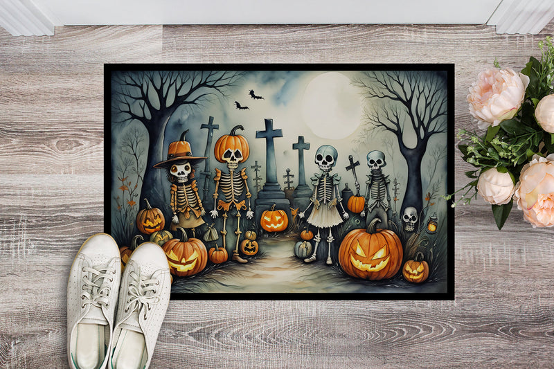 Calacas Skeletons Spooky Halloween Doormat 18x27