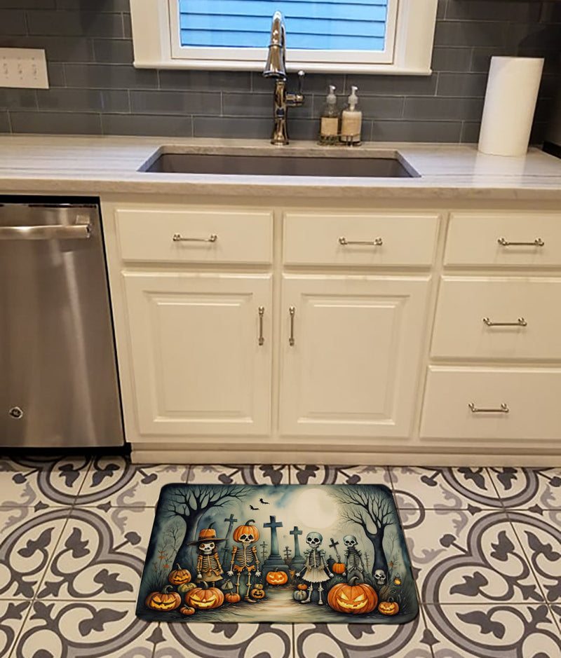 Calacas Skeletons Spooky Halloween Memory Foam Kitchen Mat