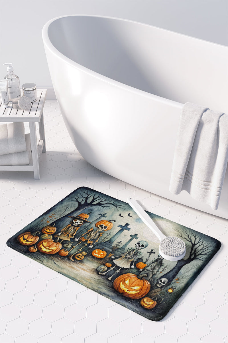 Calacas Skeletons Spooky Halloween Memory Foam Kitchen Mat