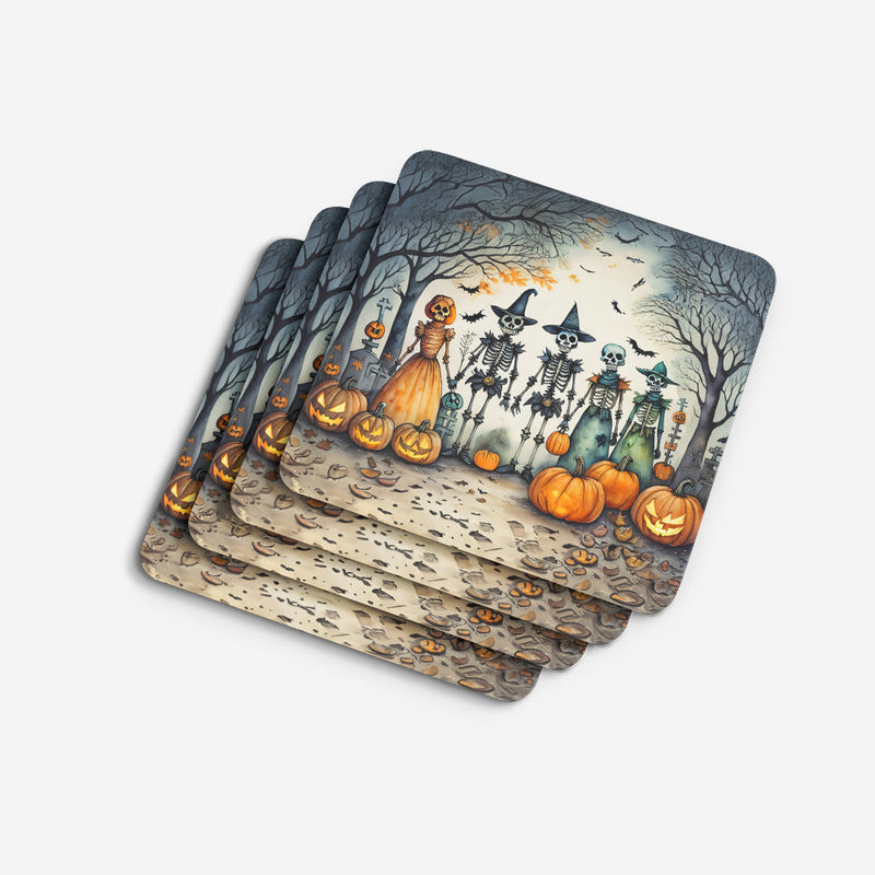 Calacas Skeletons Spooky Halloween Foam Coaster Set of 4