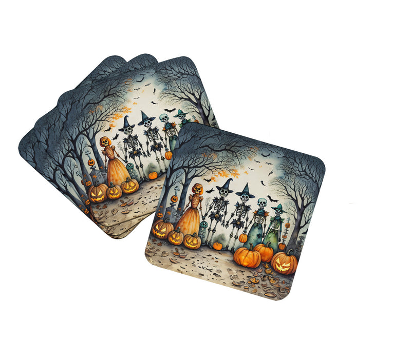 Calacas Skeletons Spooky Halloween Foam Coaster Set of 4