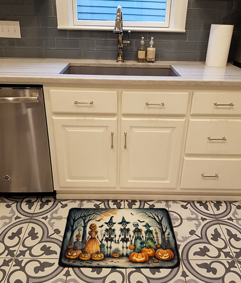 Calacas Skeletons Spooky Halloween Memory Foam Kitchen Mat
