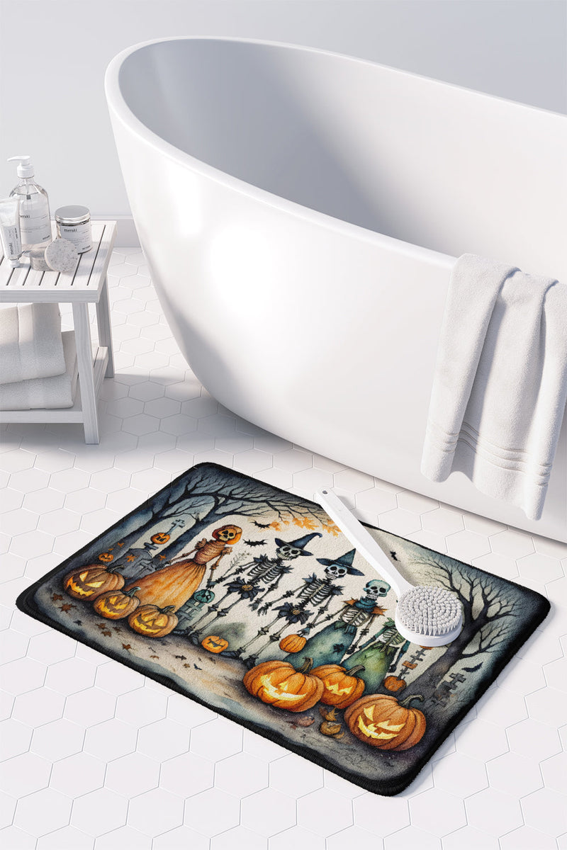 Calacas Skeletons Spooky Halloween Memory Foam Kitchen Mat