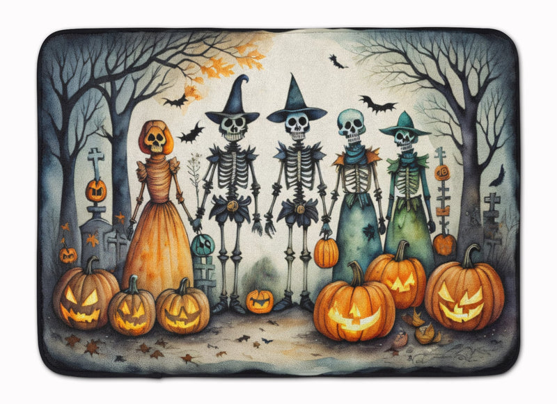 Calacas Skeletons Spooky Halloween Memory Foam Kitchen Mat