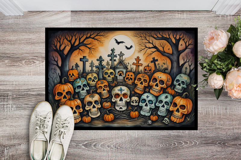 Calaveras Sugar Skulls Spooky Halloween Indoor or Outdoor Mat 24x36