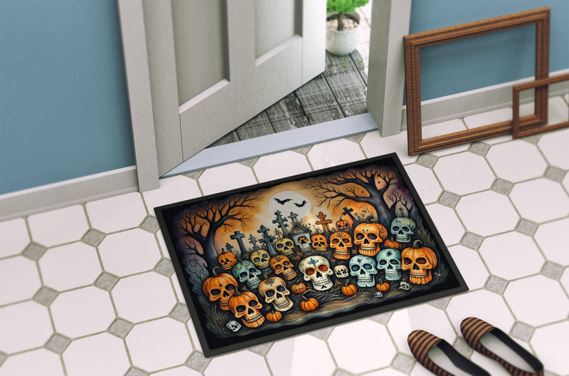 Calaveras Sugar Skulls Spooky Halloween Indoor or Outdoor Mat 24x36