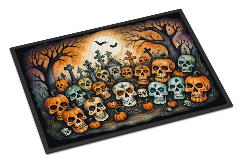 Calaveras Sugar Skulls Spooky Halloween Indoor or Outdoor Mat 24x36