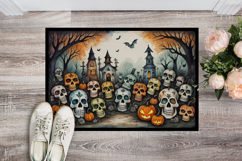 Calaveras Sugar Skulls Spooky Halloween Indoor or Outdoor Mat 24x36