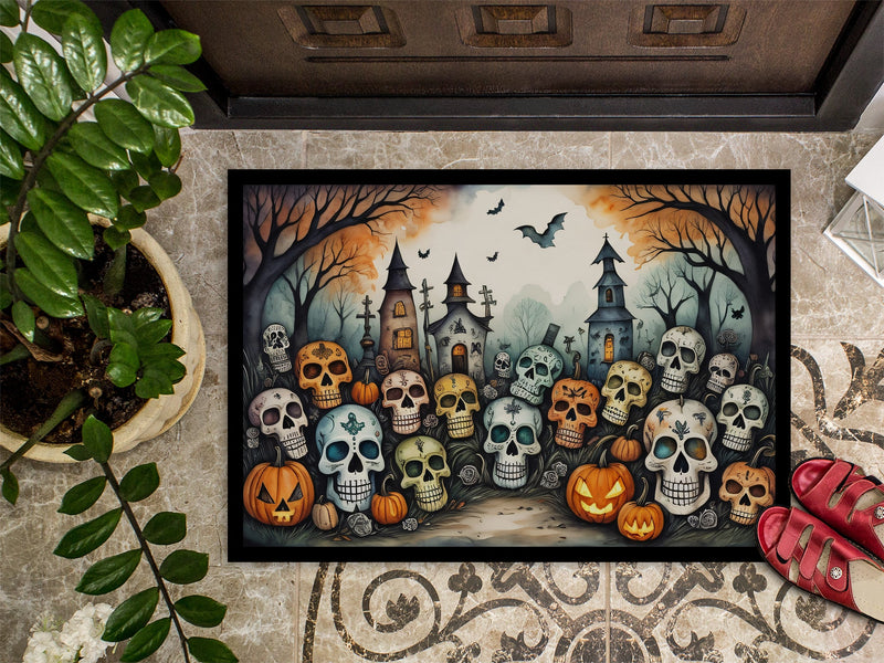 Calaveras Sugar Skulls Spooky Halloween Indoor or Outdoor Mat 24x36