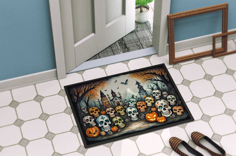 Calaveras Sugar Skulls Spooky Halloween Indoor or Outdoor Mat 24x36