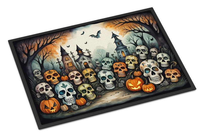 Calaveras Sugar Skulls Spooky Halloween Indoor or Outdoor Mat 24x36