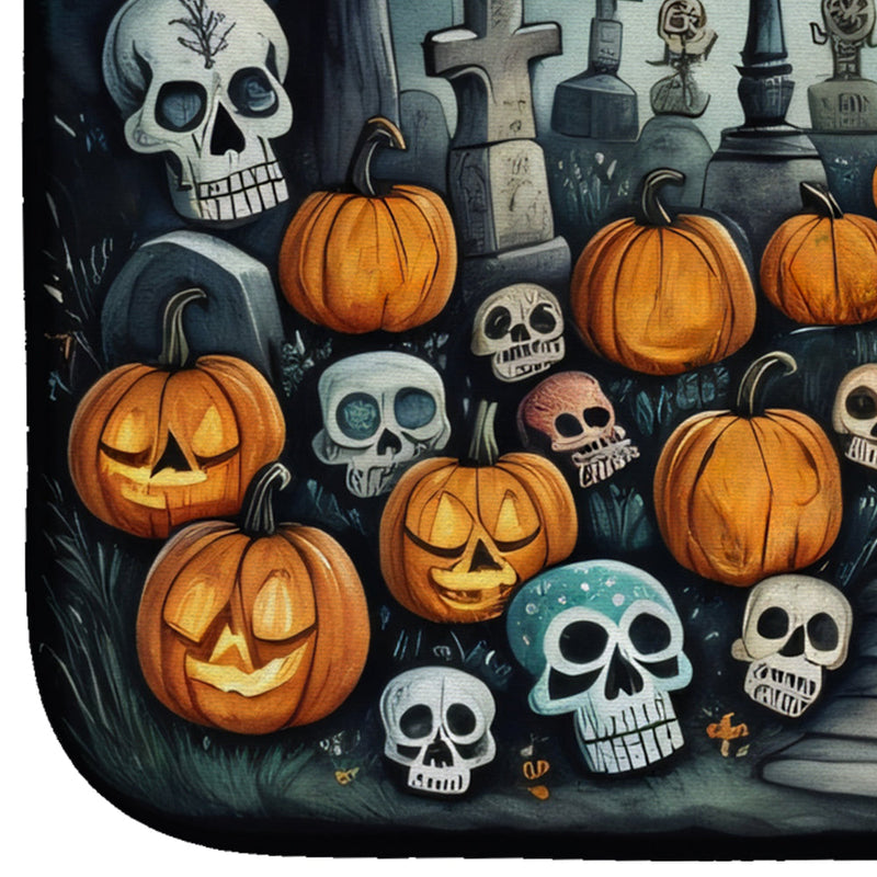 Calaveras Sugar Skulls Spooky Halloween Dish Drying Mat