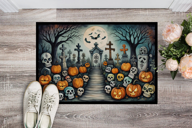 Calaveras Sugar Skulls Spooky Halloween Indoor or Outdoor Mat 24x36