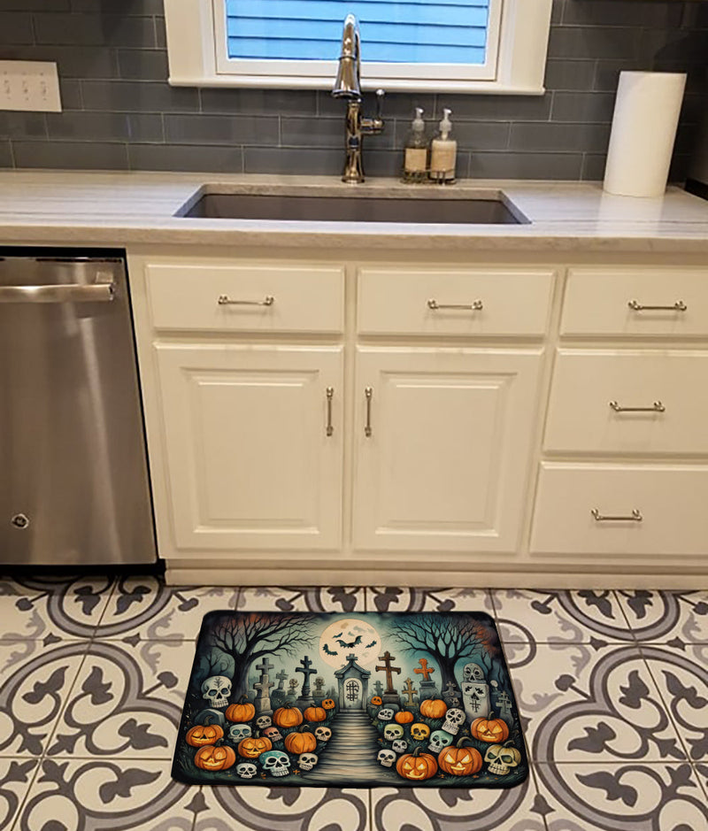 Calaveras Sugar Skulls Spooky Halloween Memory Foam Kitchen Mat