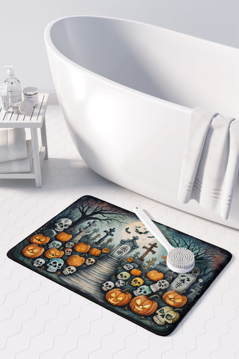 Calaveras Sugar Skulls Spooky Halloween Memory Foam Kitchen Mat