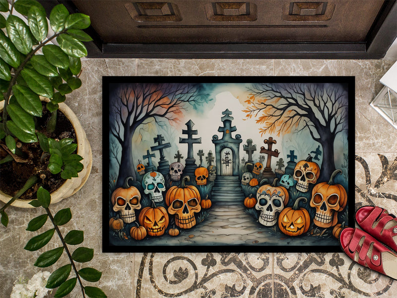 Calaveras Sugar Skulls Spooky Halloween Indoor or Outdoor Mat 24x36