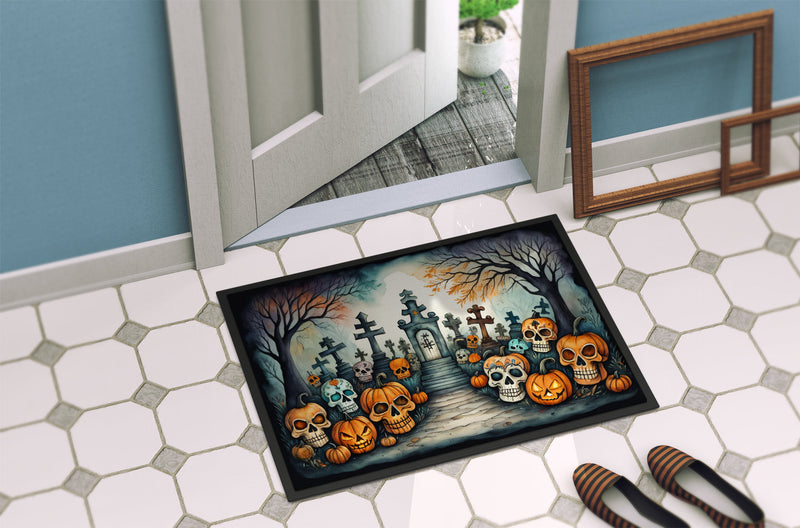 Calaveras Sugar Skulls Spooky Halloween Indoor or Outdoor Mat 24x36