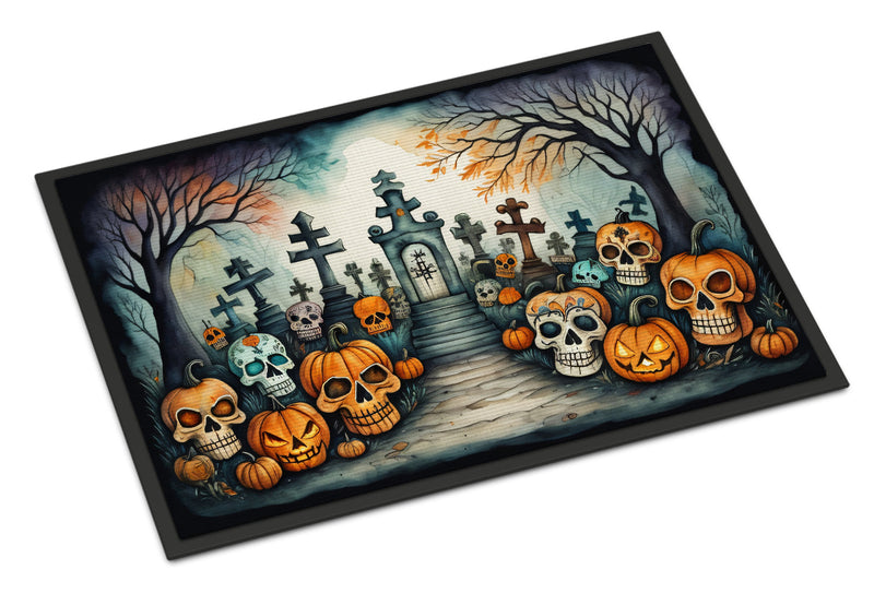 Calaveras Sugar Skulls Spooky Halloween Indoor or Outdoor Mat 24x36