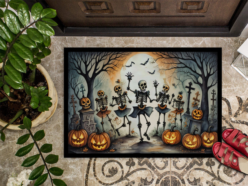 Dancing Skeletons Spooky Halloween Indoor or Outdoor Mat 24x36