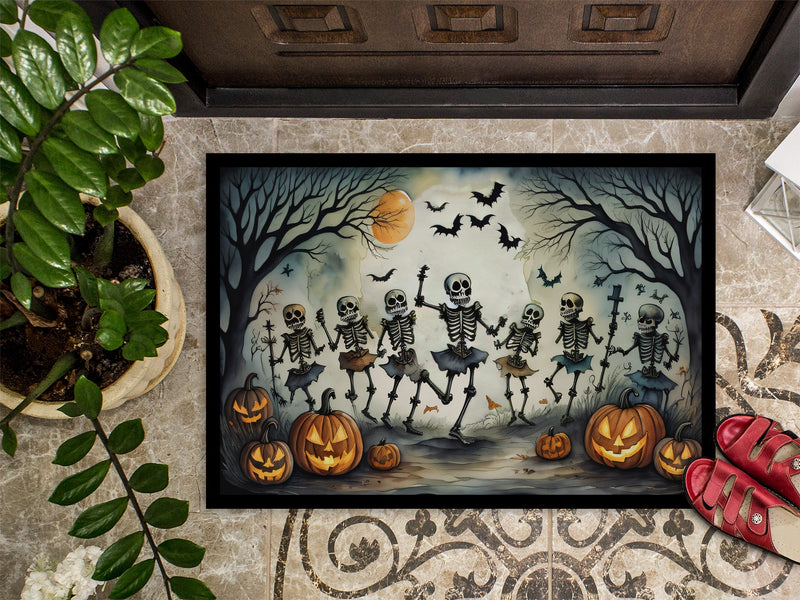 Dancing Skeletons Spooky Halloween Indoor or Outdoor Mat 24x36