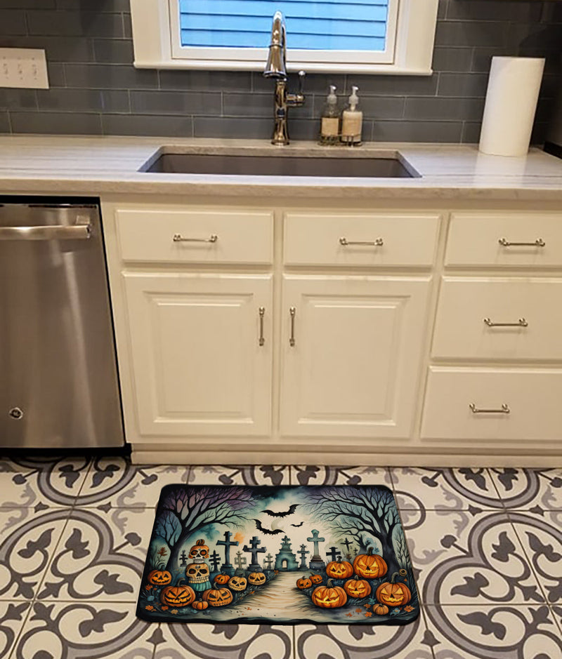 Day of the Dead Spooky Halloween Memory Foam Kitchen Mat
