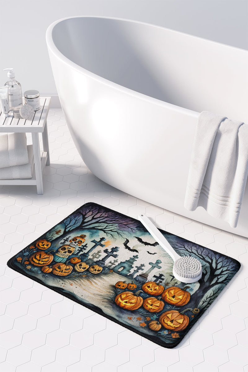 Day of the Dead Spooky Halloween Memory Foam Kitchen Mat